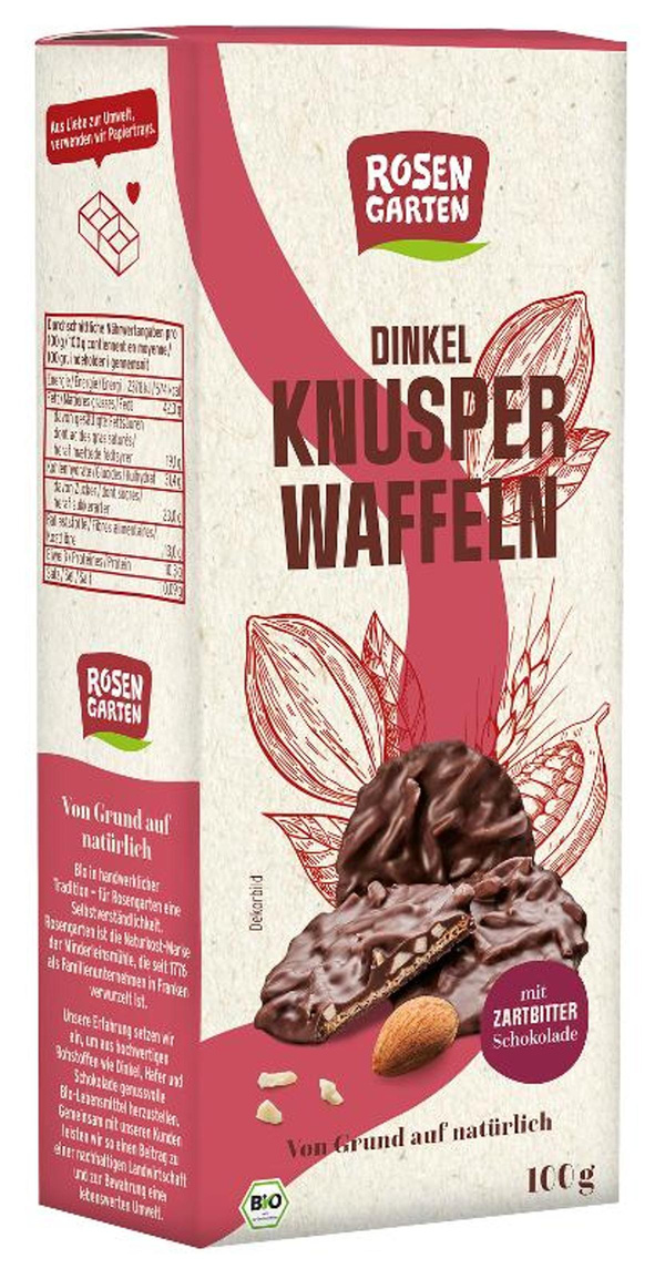 Produktfoto zu Dinkel Knusperwaffeln Zartbitt
