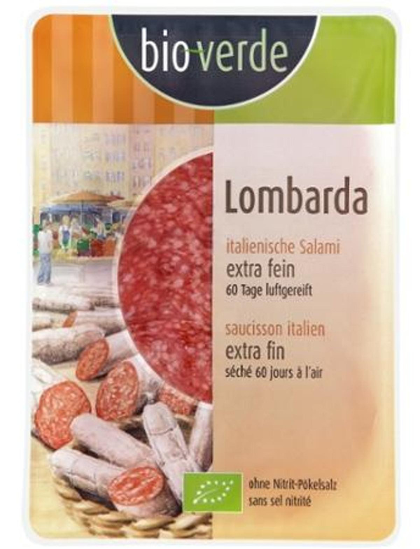 Produktfoto zu Salami `Lombarda` luftgetrocknet, geschnitten