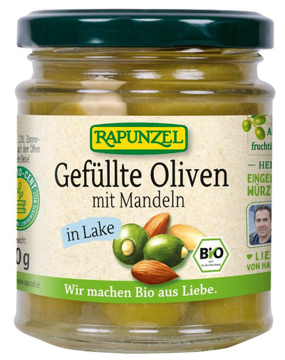Produktfoto zu Oliven grün, gefüllt mit Mandeln in Lake