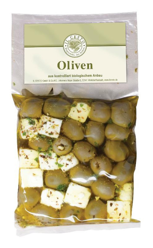 Produktfoto zu Feta und grüne Oliven, mariniert
