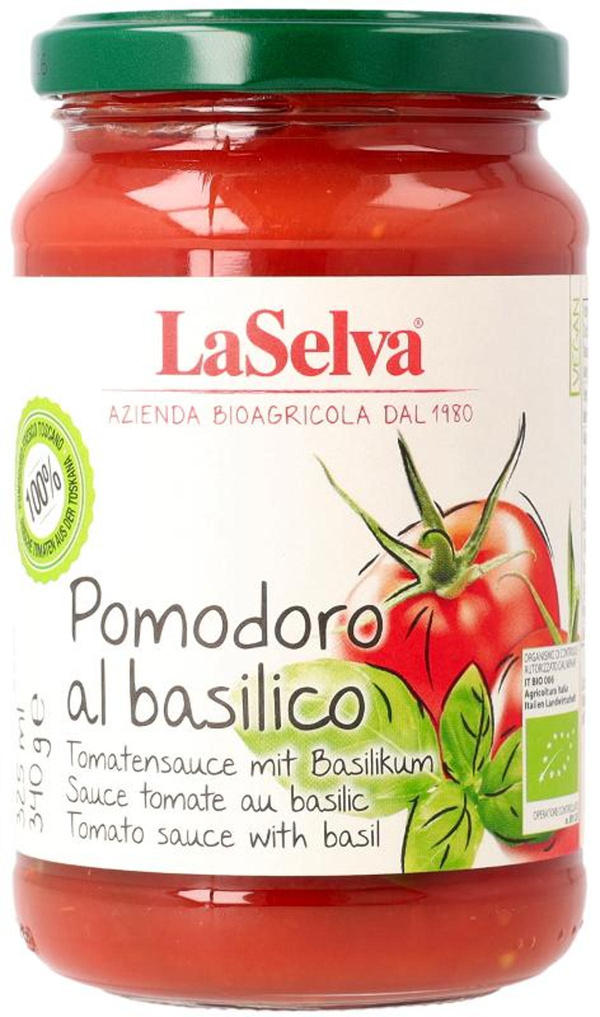 Produktfoto zu Tomatensauce mit frischem Basilikum (Glas)