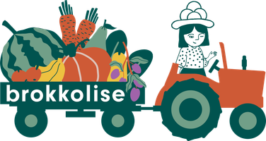 KI generiert: Ein Traktor, der Gemüse zieht, mit dem Text "brokkolise".